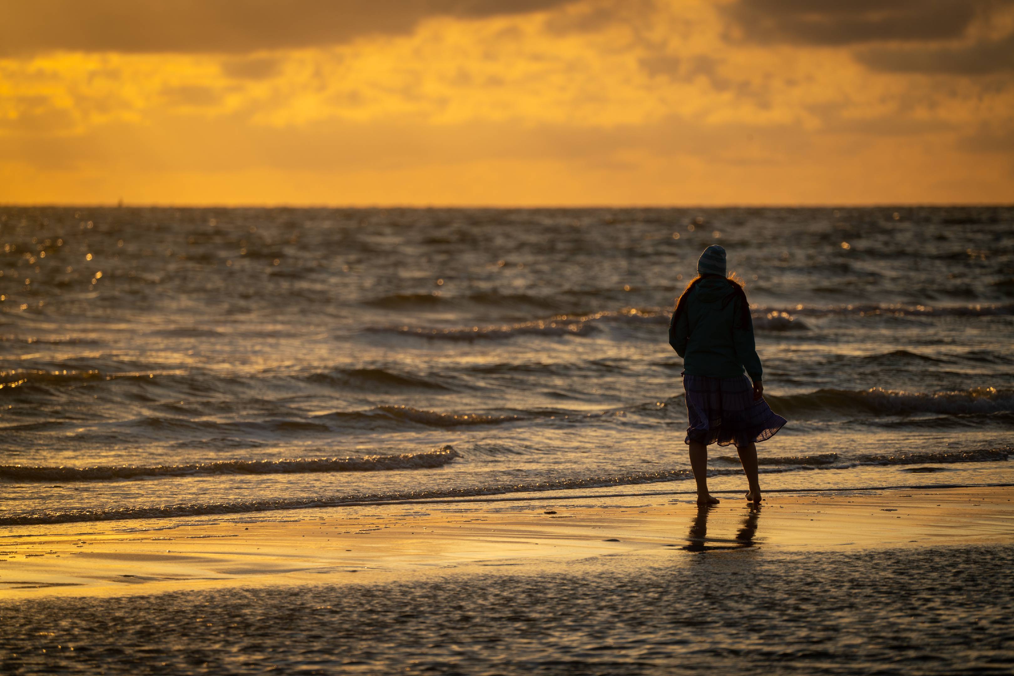 Girl and the Sunset Waves