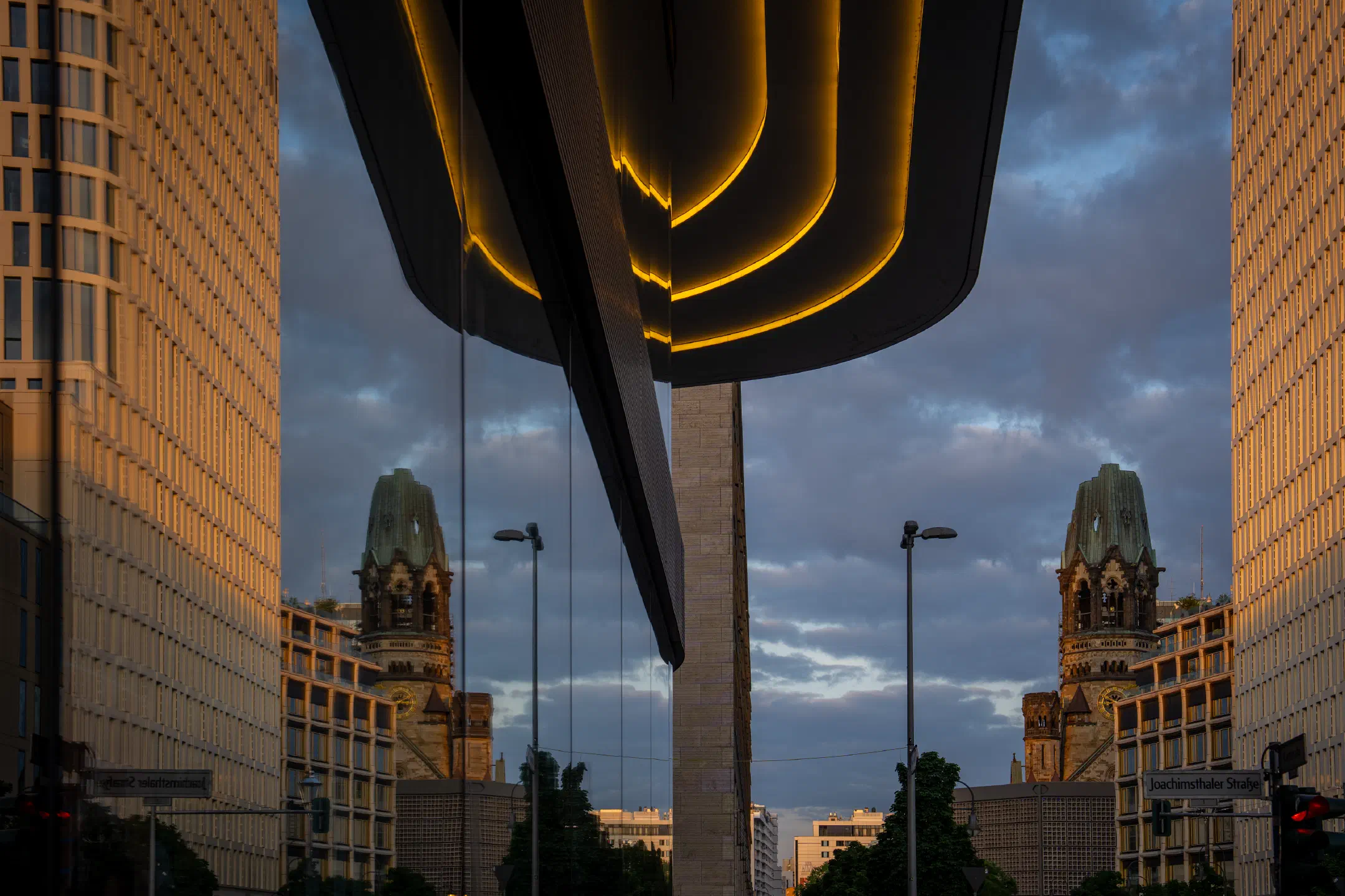 Kaiser Wilhelm Memorial Church caught in reflection