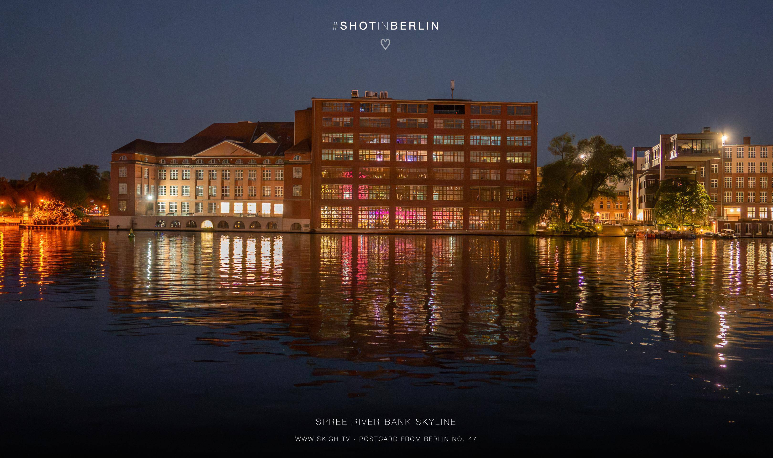 Spree river bank skyline | 1/50s * f1.4 * ISO 12800 * 24mm - FE 24mm F1.4 GM - Sony α7 IV Spree river bank skyline
