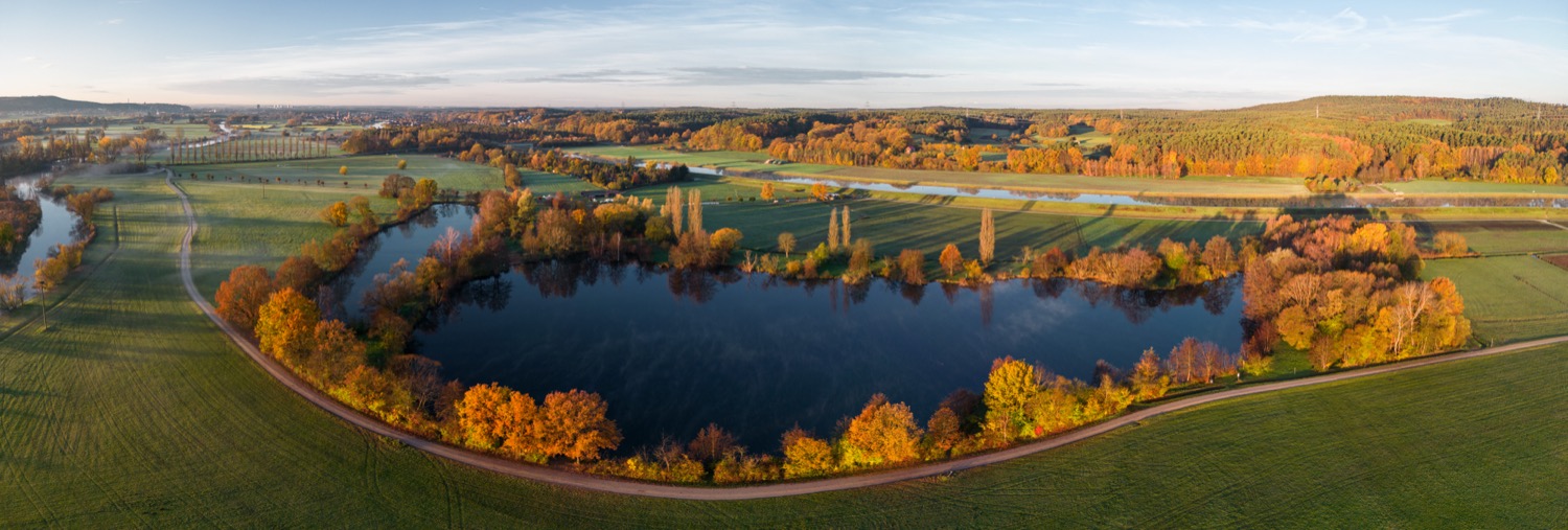 Regnitz and quarry pond at Baiersdorf | 1/640s * f1.7 * ISO 100 * 7mm - 6.7 mm f/1.7 - DJI Mini 3 pro Regnitz and quarry pond at Baiersdorf