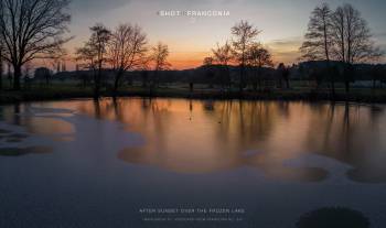 After sunset over the frozen lake