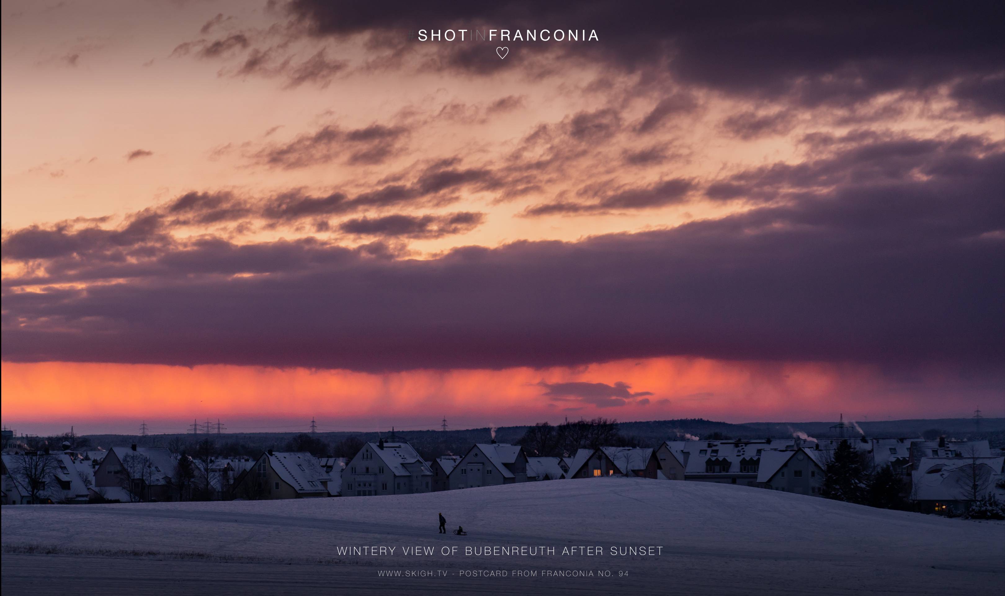 Wintery view of Bubenreuth after sunset